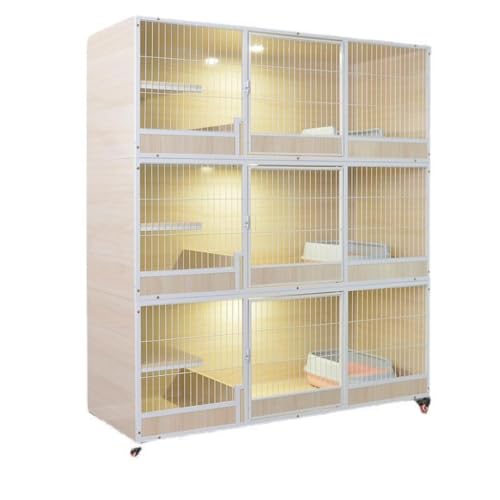 Katzenhaus Katzenvilla aus massivem Holz, luxuriöses Zuhause for den Innenbereich, Katzenkäfig, Katzenschrank, dreischichtige Kombination, großes Zuchtkatzennest Katzenvilla(Size:140cm) von YMXFKY