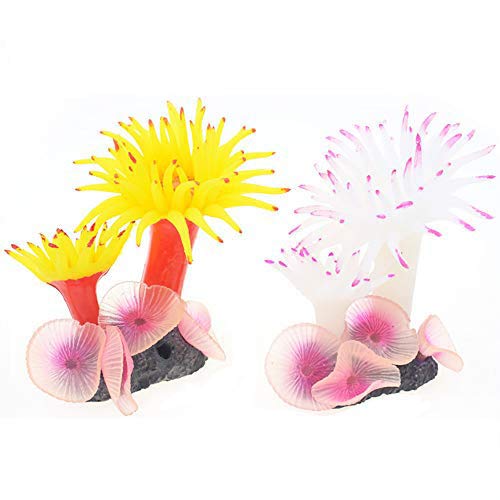 YMZ-2PCS Künstliche Koralle Dekoration Aquarium Gelb Weiß Künstliche Koralle Kombination Ornamente Aquarium Dekoration Fisch Tank Ornament von YMZ