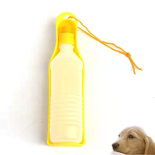 YMZ Auslaufsichere, tragbare Hunde-Reise-Sport-Wasserflasche für den Außenbereich, Trinkflasche für Haustiere, zum Spazierengehen, Wandern, Reisen, aus lebensmittelechtem Kunststoff (gelb) von YMZ
