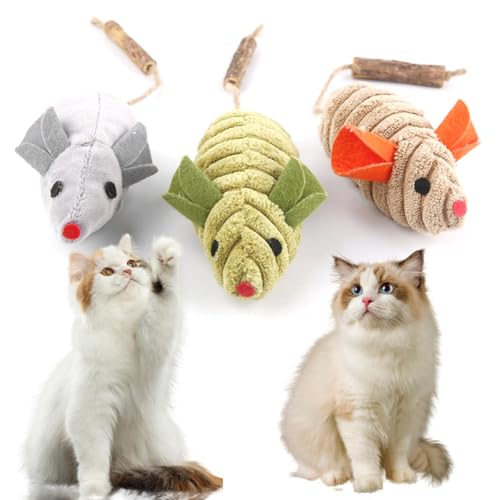3 Stück Katzenminzen Spielzeug - katzenspielzeug Maus,Katzenminze,Plüsch Maus,Kitten Spielzeug,Katzenspielzeug Selbstbeschäftigung,Katzenspielzeug Spielzeug für Katzen und Kätzchen Spielzeug Mäuse von YNNHUDEEP