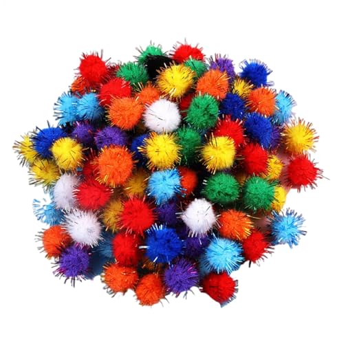 YNPQTDS Glitzer-Poms zum Basteln, bunte Pompons, Katzenspielzeug, 100 x interaktives Spielzeug, Kunst und Handwerk, dekoratives Material für handgefertigte Kunstdekorationen von YNPQTDS