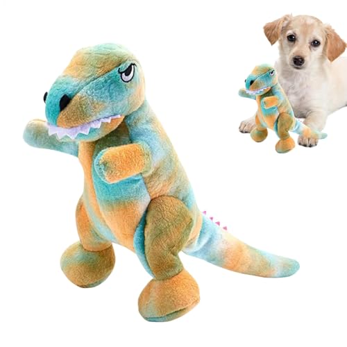 YNPQTDS Plüsch-Dinosaurier-Hundespielzeug, quietschendes Dinosaurier-Hundespielzeug | Interaktives Plüschtier-Haustierspielzeug mit Quietscher,Bissfestes Haustierzubehör, Zahnreinigungsspielzeug für von YNPQTDS