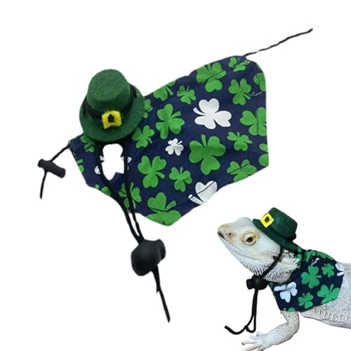 YNPQTDS St. Patrick's Day Eidechsen-Kostüm, Urlaubsparty-Outfit für Hamster, Kleintier-Anzug, irisches Festival, Cosplay-Kostüm für , Hamster, Leopard, Gecko von YNPQTDS