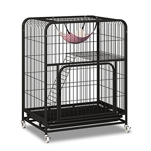 Katzenkäfig Katzenstreu Für Den Innenbereich Doppellagiges Katzenhaus Mit Zubehör Wie Hängematte Isomatte Katzentoilette Usw (Color : Black, S : 78x55x100cm) von YNSHOP