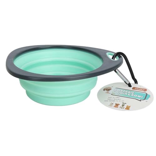 YOBOKO Futternapf für Haustiere Tragbar Faltbar Outdoor-Napf für Hunde und Katzen 350 ml Futternapf für Haustiere Einfach Faltbar Leicht für Reisen Futter- und Wassernapf mit Karabine (Green) von YOBOKO