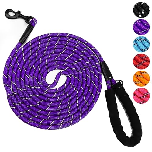 YOBOKO Leuchtende Explosionsgeschützte Hundeleine mit Reflektorstreifen Hundeleine Hundekette Spazier-Traktionsseil Superlange 3M Leine Starke Hunde Trainingsleine für Draußen (Purple [1.2cmX3M]) von YOBOKO