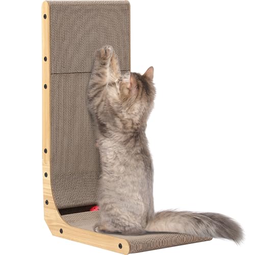 YOCONYO Katzenkratzer, 26.8L Form Katzenkratzpad Wandmontage Katzenkratzpappe für Indoor Katzen von YOCONYO