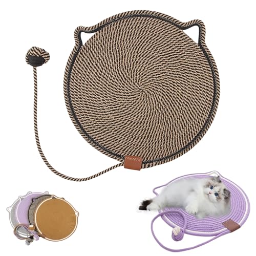 Celery Pets Dual Scratching Pad, Scratching Pads for Indoor Cats, Cat Scratching mat Natural Cotton Rope Cat Scratching Pad, Large Size Cat Bed Cat Scratch Pad with Cat Toy (42cm/16.5inch,Grey) von YODAOLI