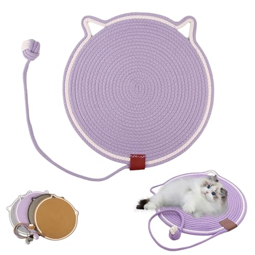 Celery Pets Dual Scratching Pad, Scratching Pads for Indoor Cats, Cat Scratching mat Natural Cotton Rope Cat Scratching Pad, Large Size Cat Bed Cat Scratch Pad with Cat Toy (42cm/16.5inch,Purple) von YODAOLI