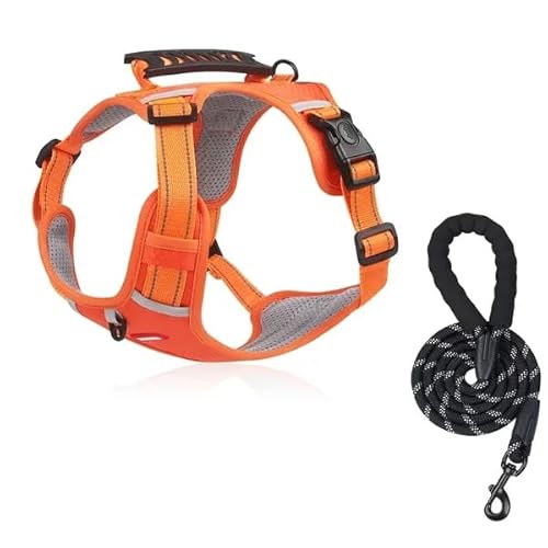 No Pull Dog Harness for Large Medium Small Dogs,Reflective Adjustable Dog Vest Harness (Orange,M(7.5-14KG)) von YODAOLI