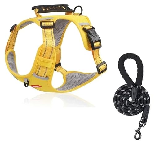 No Pull Dog Harness for Large Medium Small Dogs,Reflective Adjustable Dog Vest Harness (Yellow,L(14-22.5KG)) von YODAOLI