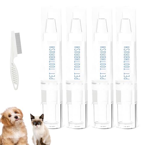 Pet Toothbrush Pen, Pet Dog Teeth Cleaning Pen, Dog Tartar Remover for Teeth, Cat Dog Tooth Whitening & Cleaning, Natural Plant Substance-Pet Teeth Repairing Kit, Dog Tooth Brushing Kit (4PCS) von YODAOLI