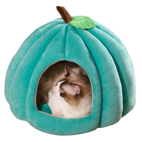 Pumpkin Cat Bed, Cat Beds for Indoor Cats, Cute Pumpkin Shape Cat Cave Bed Cat House Tent with Removable Cushion, Soft Warm Cat Condo Pet Nest, Cute Halloween Cat Bed for Kittens Dogs (L,Blue) von YODAOLI