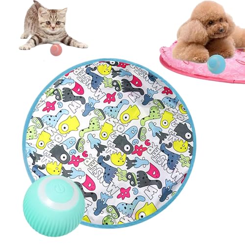 YODAOLI Accustomedi Cat Toy, 2 in 1 Simulated Interactive Hunting Cat Toy, Interactive Cat Hunting Toy Mat, Hunting Cat Toys for Indoor Cats, Cat Interactive Tunnel Toy (Blue Ball,Blue) von YODAOLI