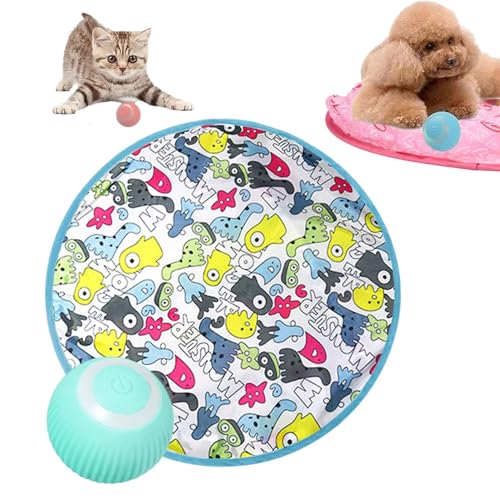 YODAOLI Accustomedi Cat Toy, 2 in 1 Simulated Interactive Hunting Cat Toy, Interactive Cat Hunting Toy Mat, Hunting Cat Toys for Indoor Cats, Cat Interactive Tunnel Toy (Blue Ball,Colorful) von YODAOLI