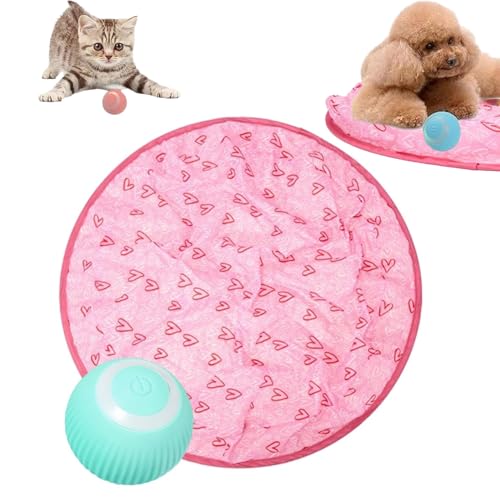 YODAOLI Accustomedi Cat Toy, 2 in 1 Simulated Interactive Hunting Cat Toy, Interactive Cat Hunting Toy Mat, Hunting Cat Toys for Indoor Cats, Cat Interactive Tunnel Toy (Blue Ball,Pink) von YODAOLI