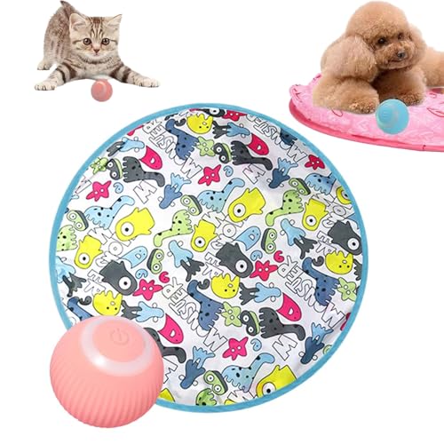 YODAOLI Accustomedi Cat Toy, 2 in 1 Simulated Interactive Hunting Cat Toy, Interactive Cat Hunting Toy Mat, Hunting Cat Toys for Indoor Cats, Cat Interactive Tunnel Toy (Pink Ball,Blue) von YODAOLI