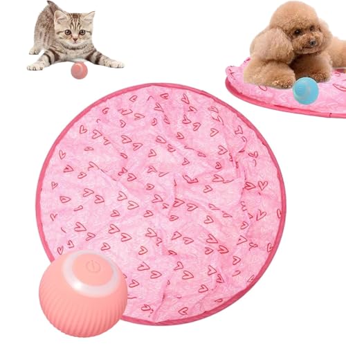 YODAOLI Accustomedi Cat Toy, 2 in 1 Simulated Interactive Hunting Cat Toy, Interactive Cat Hunting Toy Mat, Hunting Cat Toys for Indoor Cats, Cat Interactive Tunnel Toy (Pink Ball,Pink) von YODAOLI