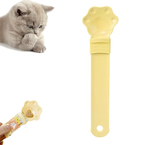 YODAOLI Cat Strip Feeder, Cat Strip Happy Squeeze Spoon, Cat Treat Feeding Squeeze Spoon, Multifunctional Pet Spoons Cat Feeder (Yellow) von YODAOLI
