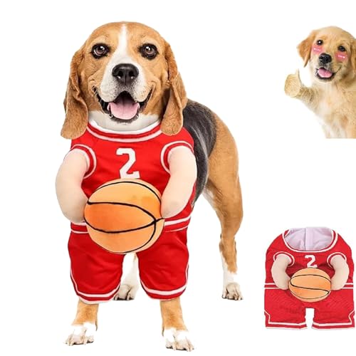 YODAOLI Dog Basketball Costume with Ball, Dog Basketball Player Costume, Basketball Dog Costume, Dog Basketball Costume, Dog Basketball Halloween Costume (Large,Red) von YODAOLI