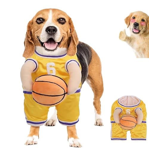 YODAOLI Dog Basketball Costume with Ball, Dog Basketball Player Costume, Basketball Dog Costume, Dog Basketball Costume, Dog Basketball Halloween Costume (Large,Yellow) von YODAOLI