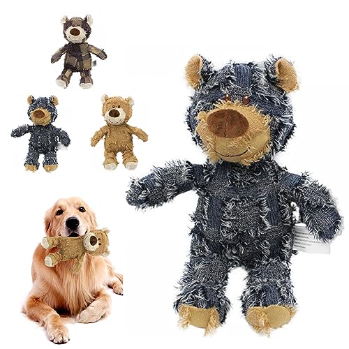 YODAOLI Extreme Bear Dog Toy, Indestructible Robust Bear, Indestructible Dog Toys for Aggressive Chewers, Extreme Bear Indestructible Dog Toy, Indestructible Squeaky Plush Toy (Blue,L) von YODAOLI