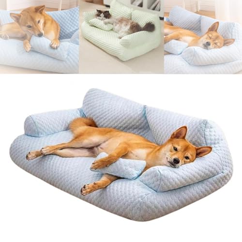 YODAOLI Ice Silk Cooling Pet Bed Breathable Washable Dog Sofa Bed, 2024 New Dog Cooling Bed Summer Sleeping Cool Ice Silk Bed for Small, Cats Breathable Washable Pet Beds (Large,Blue) von YODAOLI