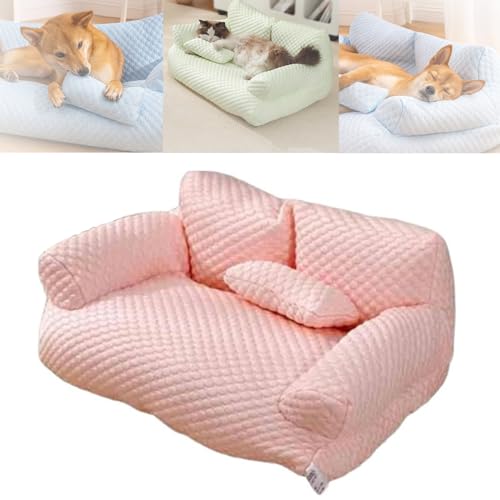 YODAOLI Ice Silk Cooling Pet Bed Breathable Washable Dog Sofa Bed, 2024 New Dog Cooling Bed Summer Sleeping Cool Ice Silk Bed for Small, Cats Breathable Washable Pet Beds (Large,Pink) von YODAOLI