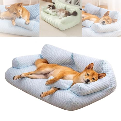 YODAOLI Ice Silk Cooling Pet Bed Breathable Washable Dog Sofa Bed, 2024 New Dog Cooling Bed Summer Sleeping Cool Ice Silk Bed for Small, Cats Breathable Washable Pet Beds (Medium,Blue) von YODAOLI