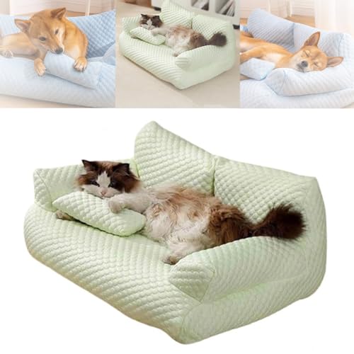 YODAOLI Ice Silk Cooling Pet Bed Breathable Washable Dog Sofa Bed, 2024 New Dog Cooling Bed Summer Sleeping Cool Ice Silk Bed for Small, Cats Breathable Washable Pet Beds (Medium,Green) von YODAOLI