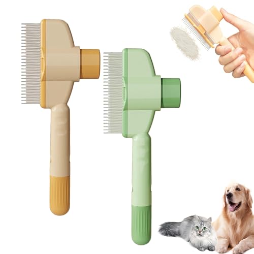 YODAOLI Pet Hair Removal Comb Flea Comb, 2Pcs Cat Dog Brush for Massaging and Cleaning Shedding Pet Hair, Multifunctional Cat Brush with Release Button, Pet Hair Grooming Brush Supplies (Mix) von YODAOLI