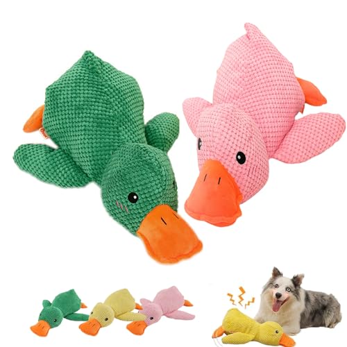 YODAOLI The Mellow Dog, The Mellow Dog Calming Duck, Zentric Quack-Quack Duck Dog Toy, Quacking Duck Toy, Cute No Stuffing Duck with Soft Squeaker, Stuffed Duck Dog Toy for Indoor Puppy (B,2PCS) von YODAOLI