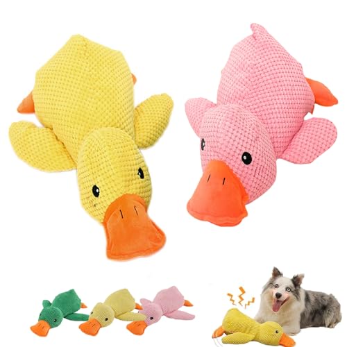 YODAOLI The Mellow Dog, The Mellow Dog Calming Duck, Zentric Quack-Quack Duck Dog Toy, Quacking Duck Toy, Cute No Stuffing Duck with Soft Squeaker, Stuffed Duck Dog Toy for Indoor Puppy (C,2PCS) von YODAOLI