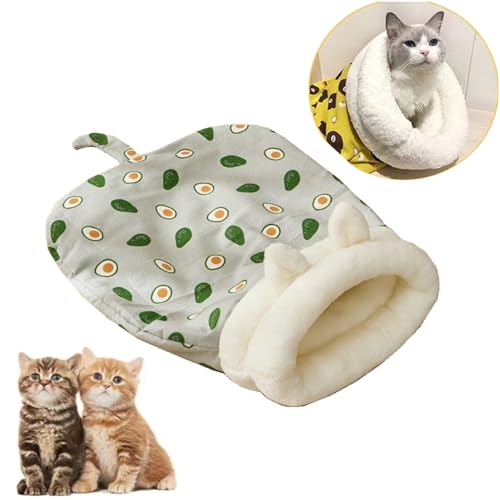 YODAOLI Winter Cat Sleeping Bag,Cat Snuggle Sack,Cat Sack Bed,Dog, Cat, Winter Warm Sleeping Bag, Plush Soft Pet Bed, Comfort Bed (Gray) von YODAOLI