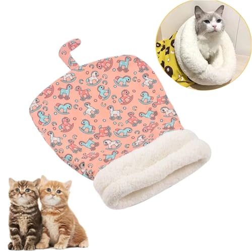 YODAOLI Winter Cat Sleeping Bag,Cat Snuggle Sack,Cat Sack Bed,Dog, Cat, Winter Warm Sleeping Bag, Plush Soft Pet Bed, Comfort Bed (Pink) von YODAOLI