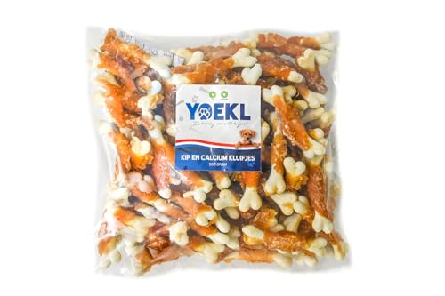 YOEKL Hühnchen- und Calciumknochen | 900 Gramm | Hundesnacks | Hundeleckerlis | Getrocknete Hundesnacks | Hochwertige Kauknochen für Gesunde Zähne | Ideale Belohnung für langanhaltenden Kauspaß von YOEKL