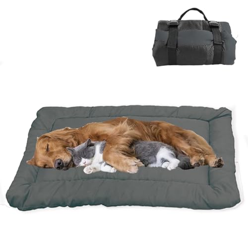 YOFANG Kaufestes Hundebett, Outdoor, Reisen, Camping, wasserdichtes Ripstop-600D-Nylongewebe und maschinenwaschbar, unzerstörbar und leicht zu reinigen, Haustierbettmatte für Auto, Sofa, Käfig (grau, von YOFANG