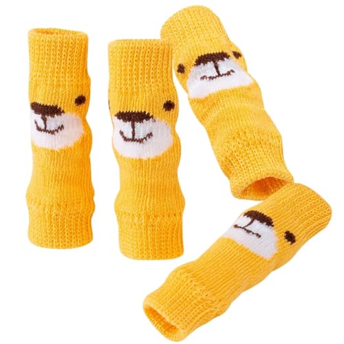 YOFAPA Haustier Beinwärmer gestrickt: 4PCS Gedruckte Karikatur Thermische Nette Elastische Hundesocken Welpen Bein Ärmel von YOFAPA