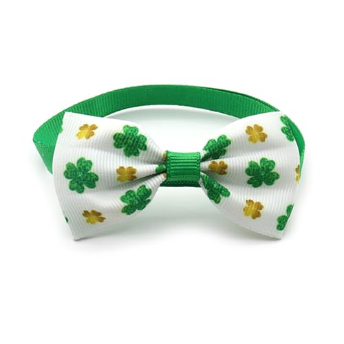 YOGOTEU Fliege, Halsband für Hunde und Katzen, Blumenhalsband, Kleeblätter, Patrick's Day-Thema, Hundehalsband, Halskette, niedliches Mädchenhalsband, Fliegen von YOGOTEU