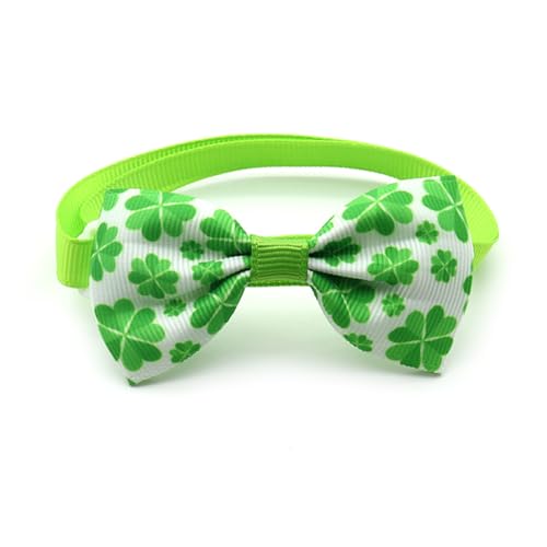 YOGOTEU Fliege, Halsband für Hunde und Katzen, Blumenhalsband, Kleeblätter, Patrick's Day-Thema, Hundehalsband, Halskette, niedliches Mädchenhalsband, Fliegen von YOGOTEU