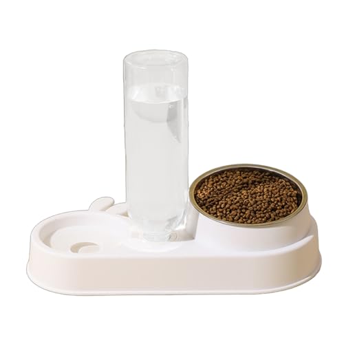 YOGOTEU Futternapf, Futterspender und Tränke, abnehmbarer Katzen-Wasserbrunnen-Schüssel, Futterbehälter, automatische Schüssel, 31,5 x 17,5 x 10,5 cm von YOGOTEU