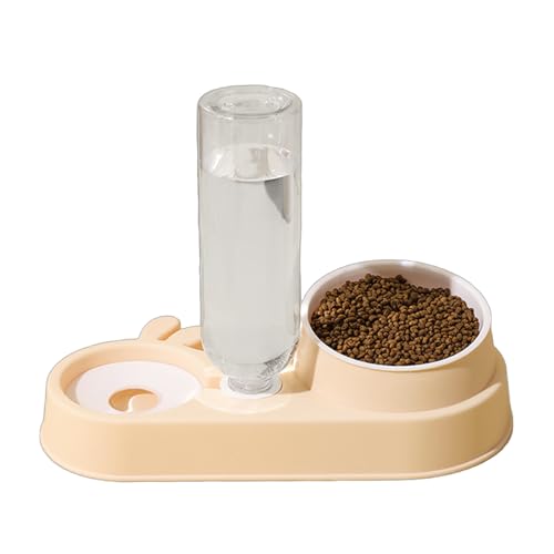 YOGOTEU Futternapf, Futterspender und Tränke, abnehmbarer Katzen-Wasserbrunnen-Schüssel, Futterbehälter, automatische Schüssel, 31,5 x 17,5 x 10,5 cm von YOGOTEU