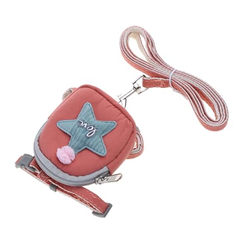 YOGOTEU Leash, zuverlässiges Material, Brust- und Rücken-Zugseil-Set für Katzen, Haustier, Outdoor-Geschirr mit Rucksäcken, für kleine Haustiere, Rosa von YOGOTEU