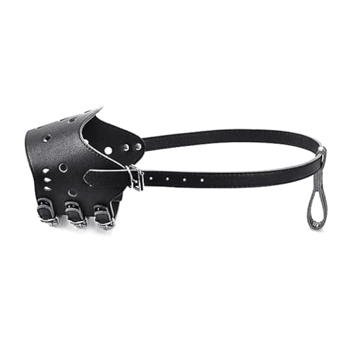 YOGOTEU Mundschutz, Maulkorb für Deutscher Hund, bequem, PU, sicherer Maulkorb, mittelgroße und große Rassen, Mundschutz bequem, 14–18 cm, Schwarz von YOGOTEU