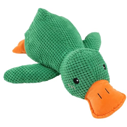 YOGOTEU Plüschpuppen für Hunde, pelzige Entenform, Katzenspielzeug mit Quack-Rasselgeräusch für Katze, zum Zahnen, Kauen, Quietschen, Plüsch für Hunde, 45 x 38 cm, Grün von YOGOTEU