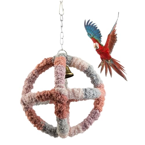 YOGOTEU Stehsitzstange, Vogelspielzeug, Papageien, Ruhespielzeug, Vogelkäfig, Stehschaukel, kleine Vögel, Käfig, Plüsch-Sitzstange mit Glocken für Lovebirds Conures von YOGOTEU