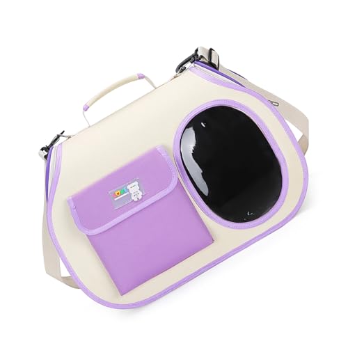 YOGOTEU Tragetaschen, Haustier-Tragetasche, Rucksäcke, Schultertasche für Katzen, Hunde, kleine Haustiere, Käfig, Camping, Umhängetasche, Reisetasche, 45 x 26 x 32 cm, Violett von YOGOTEU