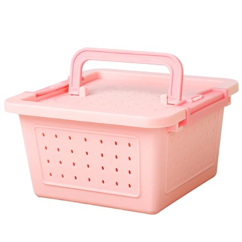 YOGOTEU Transportboxen, Haustier-Tragetasche für Hamster, kleine Tiere, praktische Reisebox für kleine Haustiere, Meerschweinchen, Transporttasche, 21,2 x 21,2 x 11,8 cm, Rosa von YOGOTEU