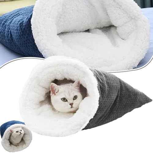 Cat Winter Sleeping Bag, Cat Crinkle Sack Removable Cat Bag for Sleeping 360° Warm Semienclosed Cat Sleeping Bag Bed with Cave, Pet Mat Warming Pad Sack, for Indoor Cats for Small Dogs (Gray) von YOHFRFGX