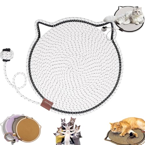 Celery Pets Dual Scratching Pad, Cat Scratching mat Natural Cotton Rope Cat Scratching Pad, Scratching Pads for Indoor Cats, Large Size Cat Bed Cat Scratching Pad with Cat Toy (42cm/16.5in,A) von YOHFRFGX